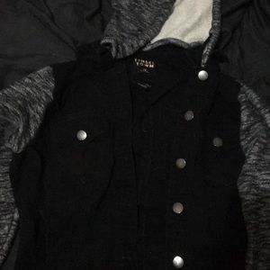 Black sweater jean jacket